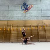 Las gimnastas, Marta Pérez y Flavia García durante el control nacional celebrado en el CAR de Madrid
