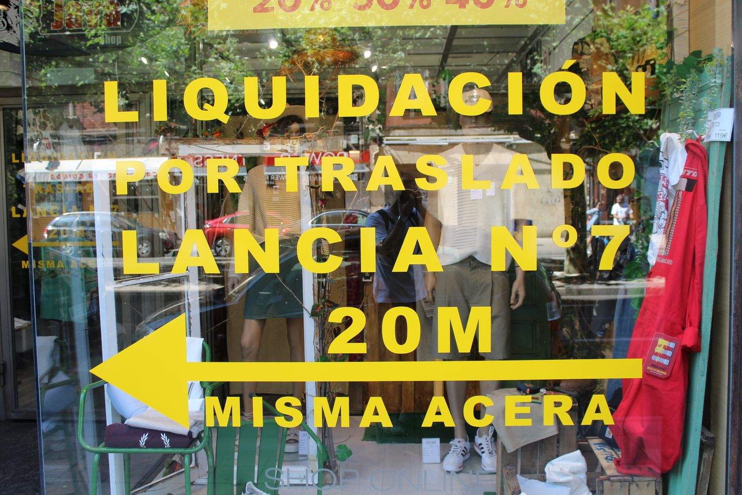 Anuncio de la liquidación en Java shop