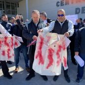 Concentración en contra de las agresiones en la cárcel de Mansilla de las Mulas (León)