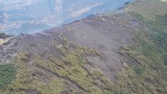 Medios terrestres y aéreos continúan trabajando para sofocar el incendio intencionado de Nivel 1 en Olleros de Alba (León)