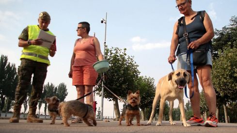  Los vecinos evacuados por los incendios, algunos con sus animales de compañía, son acogidos en el Seminario de Astorga y en el Acuartelamiento Santocildes | Peio García / ICAL