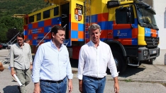 Alberto Nuñez Feijóo, líder nacional del PP,  junto al candidato a la reelección en Castilla y León, Alfonso Fernández Mañueco