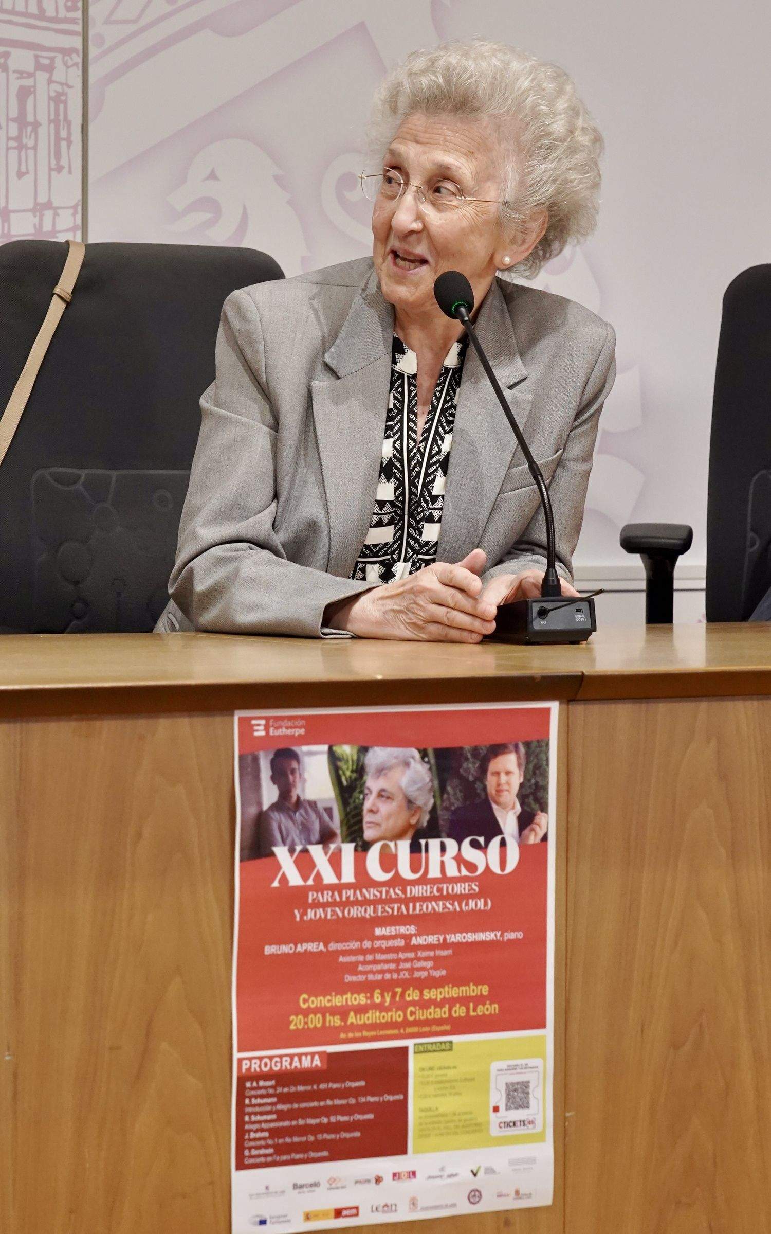 La presidenta de Eutherpe, Margarita Morais, en la presentación del ‘XXI curso para pianistas, directores y jóvenes orquestas’ de la Fundación Eutherpe | Campìllo / ICAL