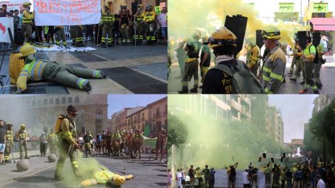 Las calles de León 'rugen' por los derechos de los bomberos forestales | José Martín