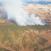 Cerca de una treintena de medios terrestres y aéreos trabajan en un incendio forestal en Riello (León) | BRIF de Tabuyo