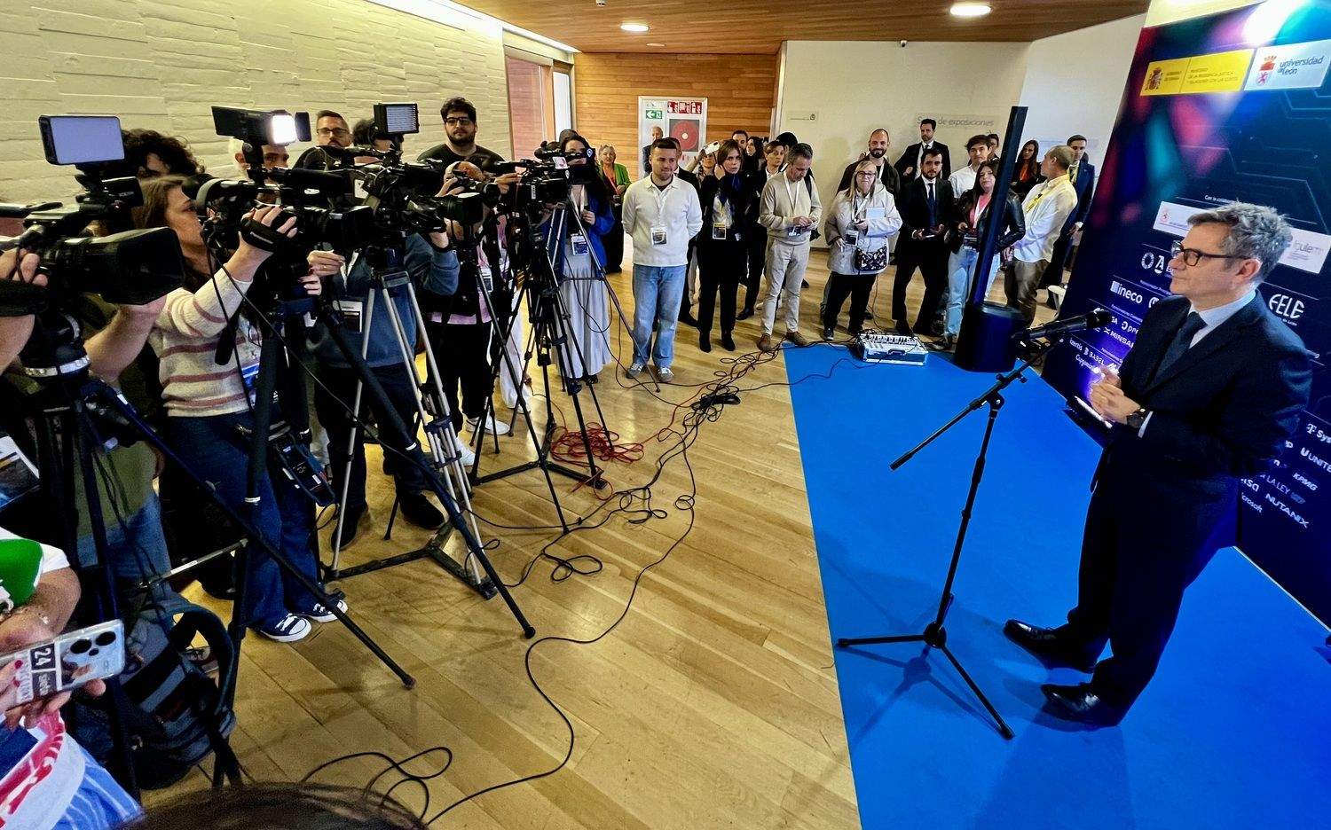 El ministro de Presidencia, Justicia y Relaciones con las Cortes, Félix Bolaños, participa en el DATA fórum Justicia 2025 celebrado en León | Campillo / ICAL