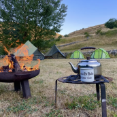 Campamento organizado por Babia Aventura, empresa que proyecta el parque de aventura, en el paraje de 'Focinas'