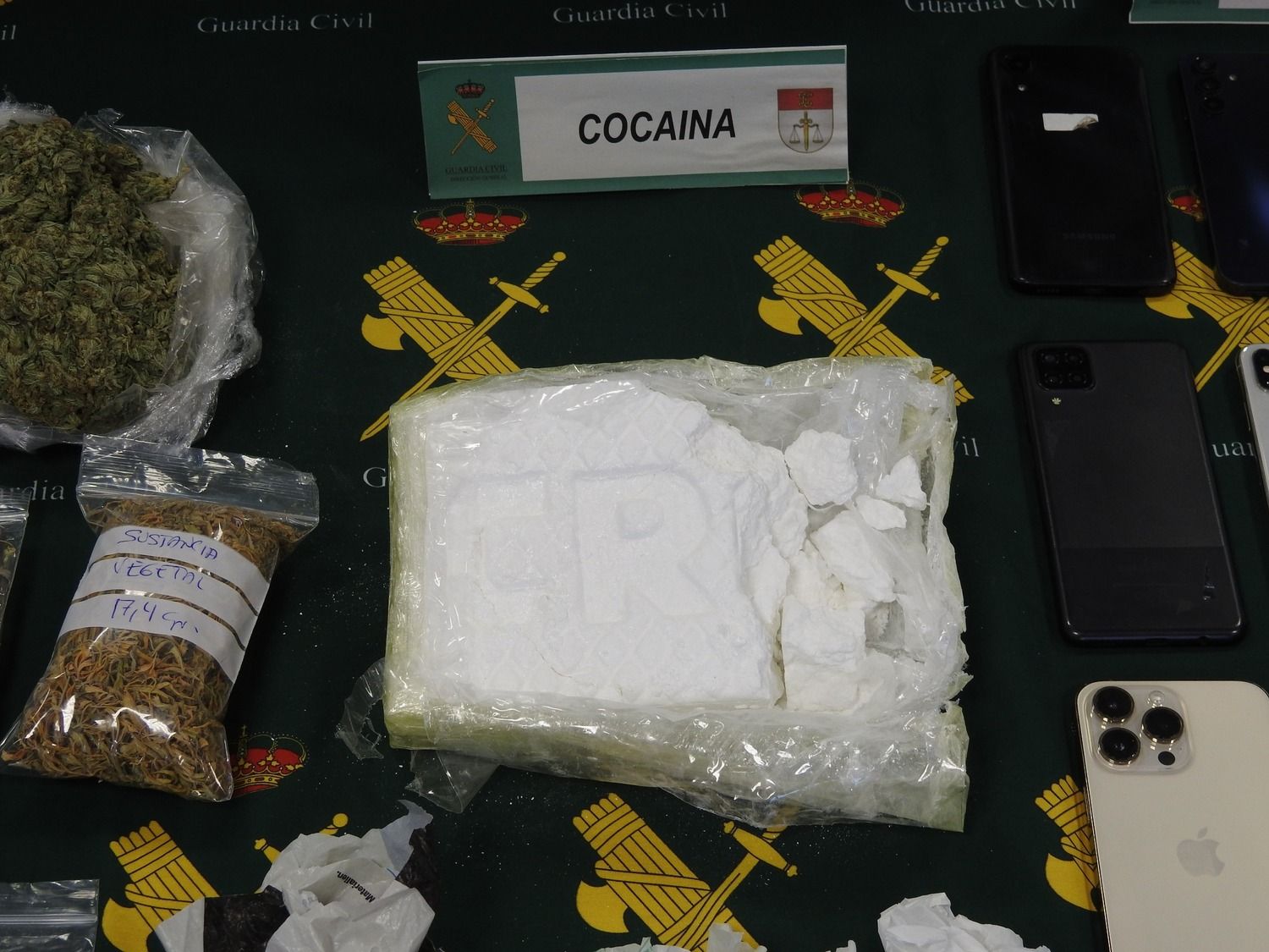 Cocaína decomisada por la Guardia Civil