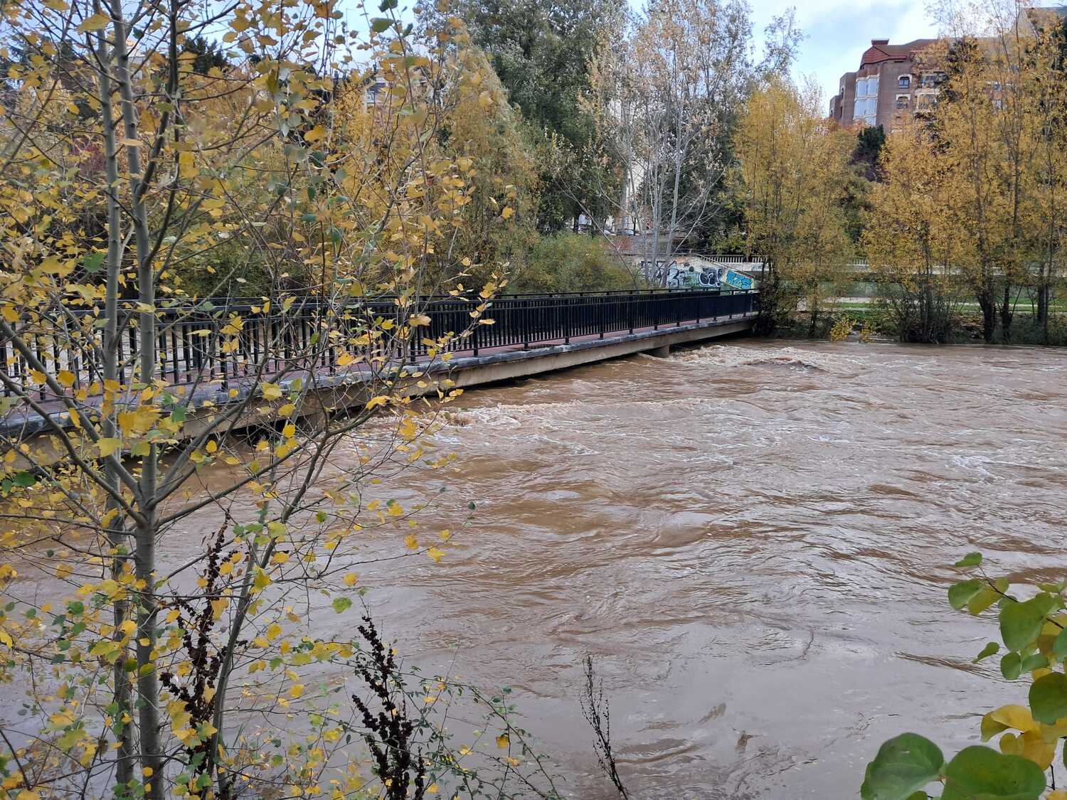 Cerradas las pasarelas sobre el Bernesga y el paso bajo el Puente de los Leones 