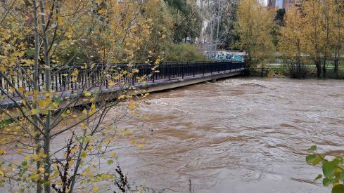 Cerradas las pasarelas sobre el Bernesga y el paso bajo el Puente de los Leones 