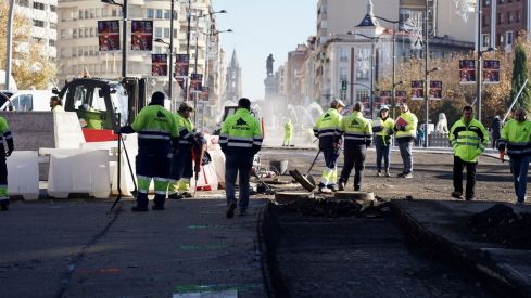Obras de la nueva glorieta del Puente de los Leones de León | Campillo / ICAL