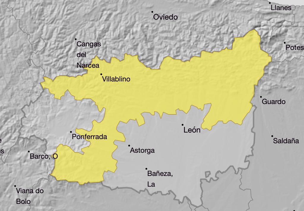 Aviso amarillo en la provincia de León Aviso amarillo en la provincia de León