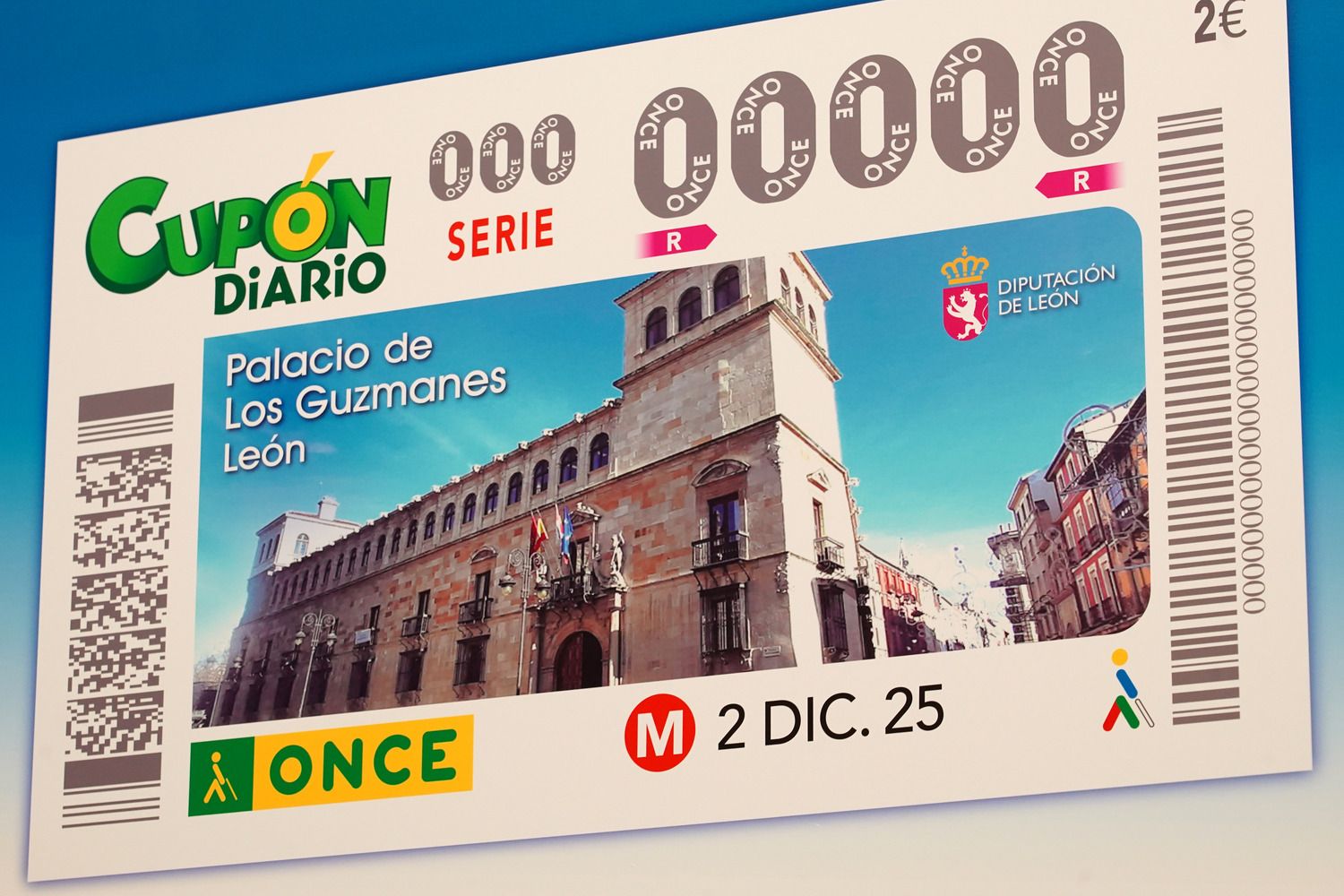 Cupón de la ONCE con la imagen del Palacio de los Guzmanes | Campillo / ICAL Cupón de la ONCE con la imagen del Palacio de los Guzmanes | Campillo / ICAL