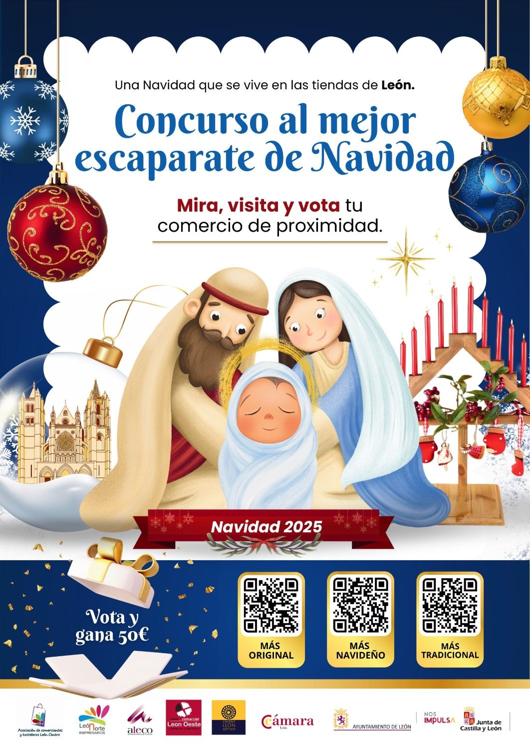 Cartel del concurso de escaparates navideños de la Camara de Comercio de León Cartel del concurso de escaparates navideños de la Camara de Comercio de León