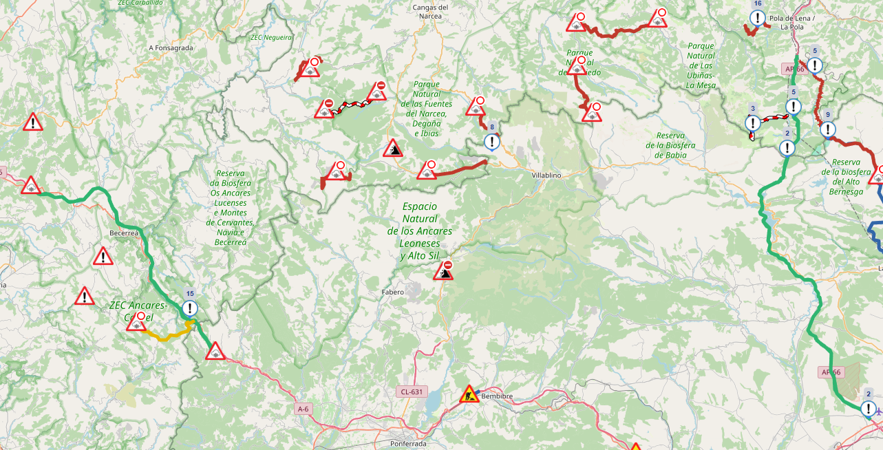 Estado de las carreteras por nieve en la provincia de León