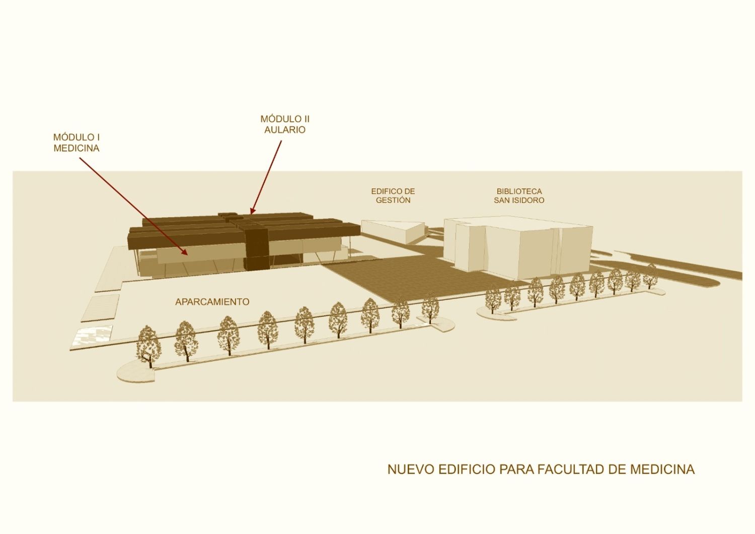 Infografía provisional de como podría lucir la futura Facultad de Medicina de la ULE Infografía provisional de como podría lucir la futura Facultad de Medicina de la ULE
