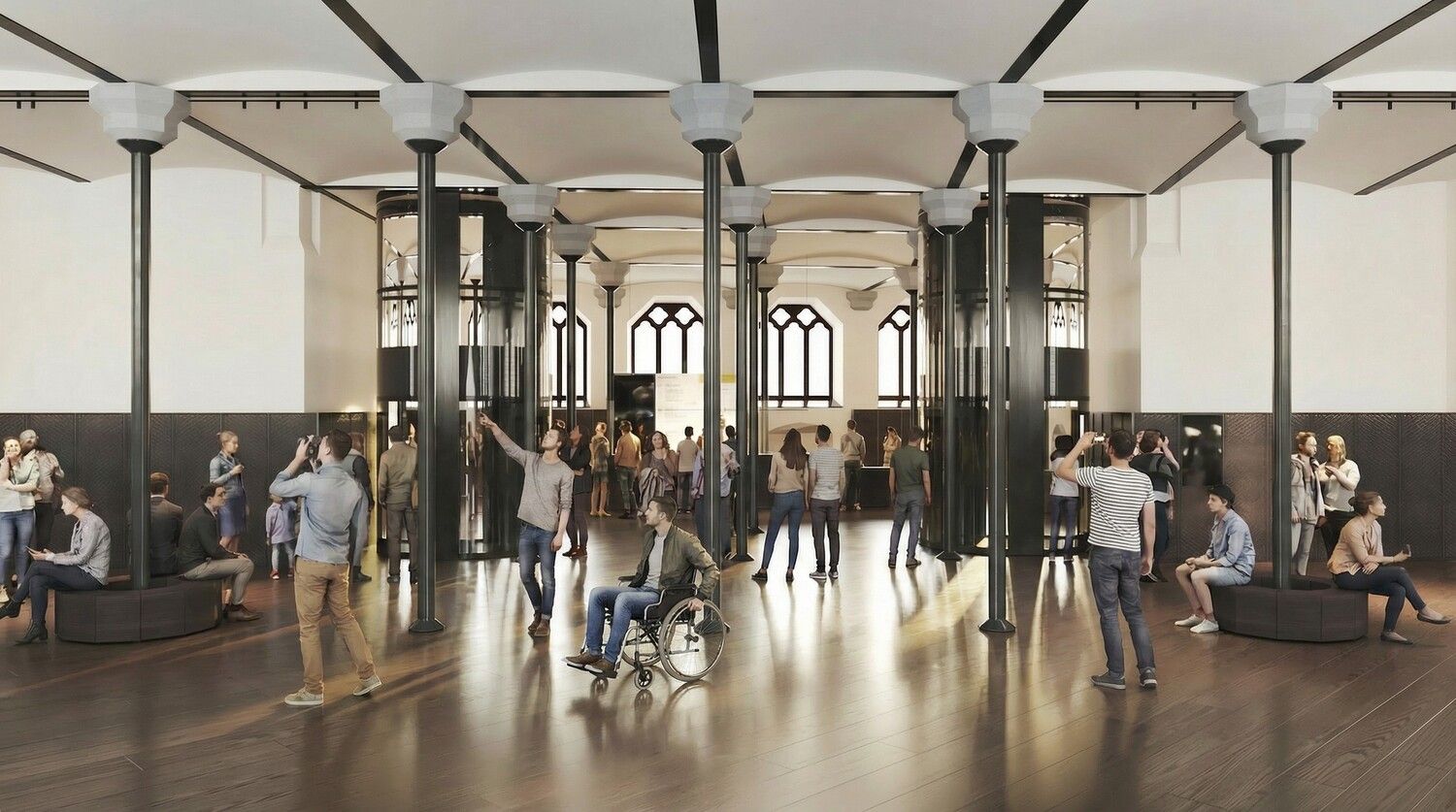 Render de la planta baja de la Casa Botines de Gaudí en León