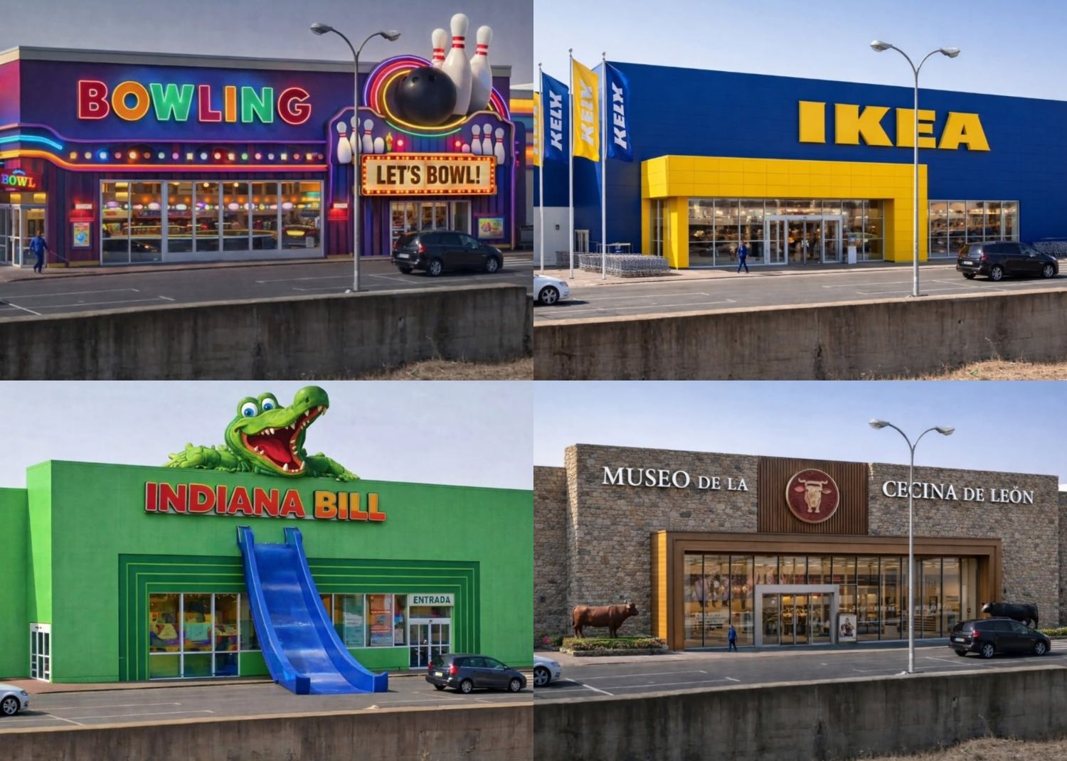 De una bolera a un museo de la cecina: Cazurreo imagina el futuro del antiguo Toys 'R' Us de León con ayuda de la IA | @cazurreo