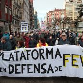 Corte de tráfico reivindicativo sobre el trazado de Feve | Peio García / ICAL