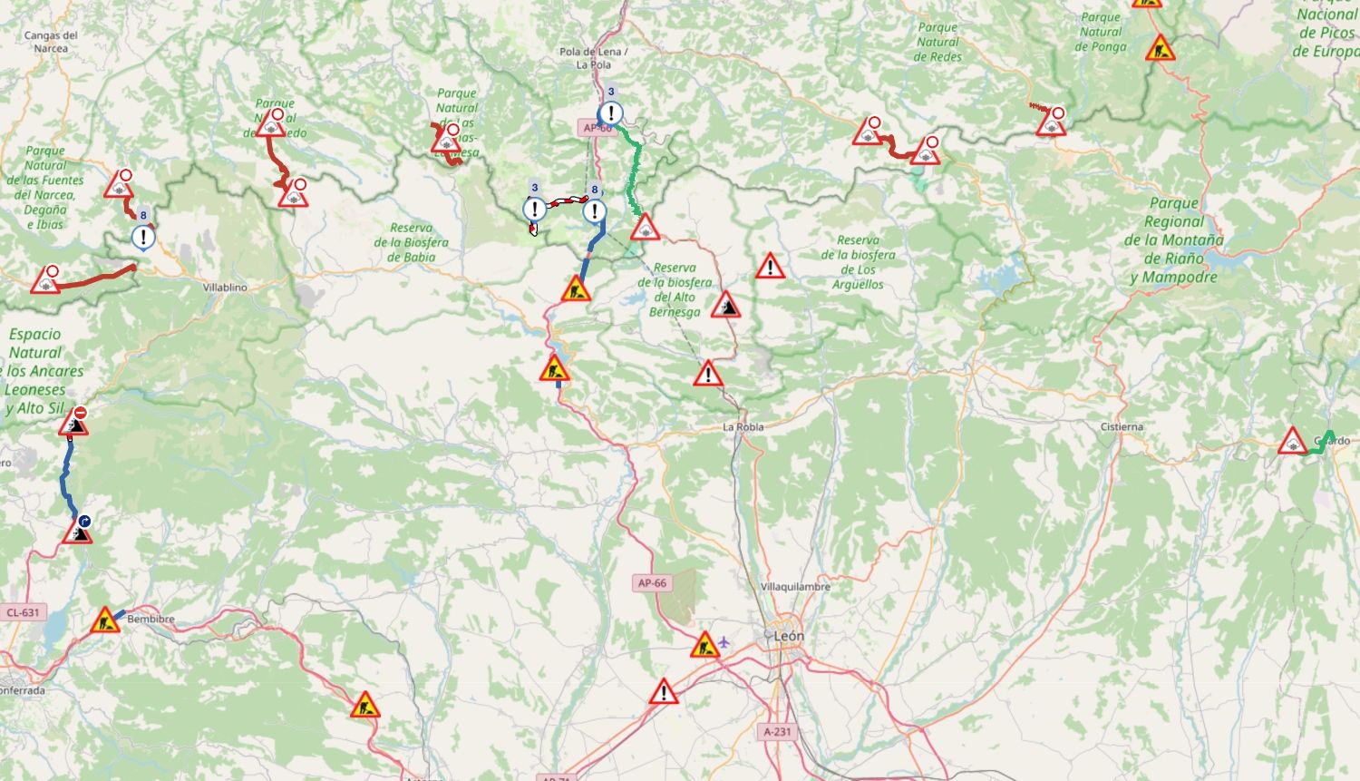 Mapa de incidencias de la DGT