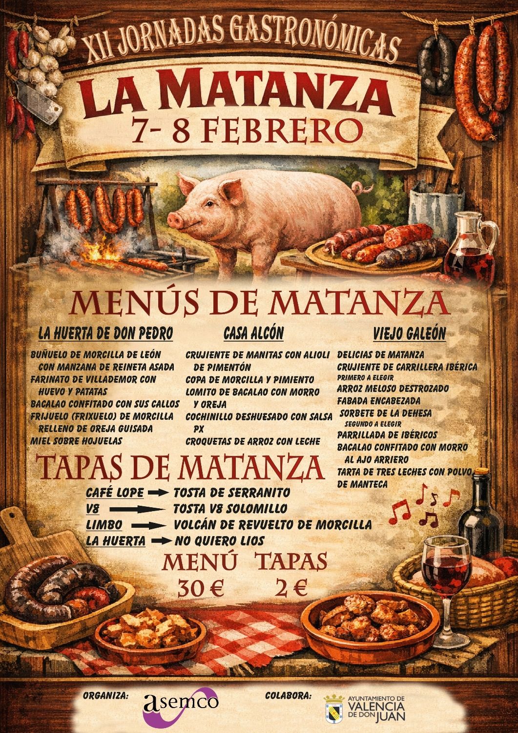 Cartel de las Jornadas Gastronómicas 'La Matanza' de Valencia de Don Juan