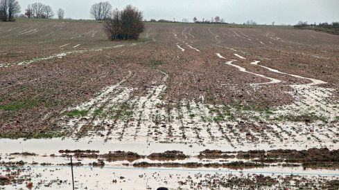 La crecida del río Tuerto inunda carreteras y cultivos en la comarca de la Cepeda (León) | Peio García / ICAL