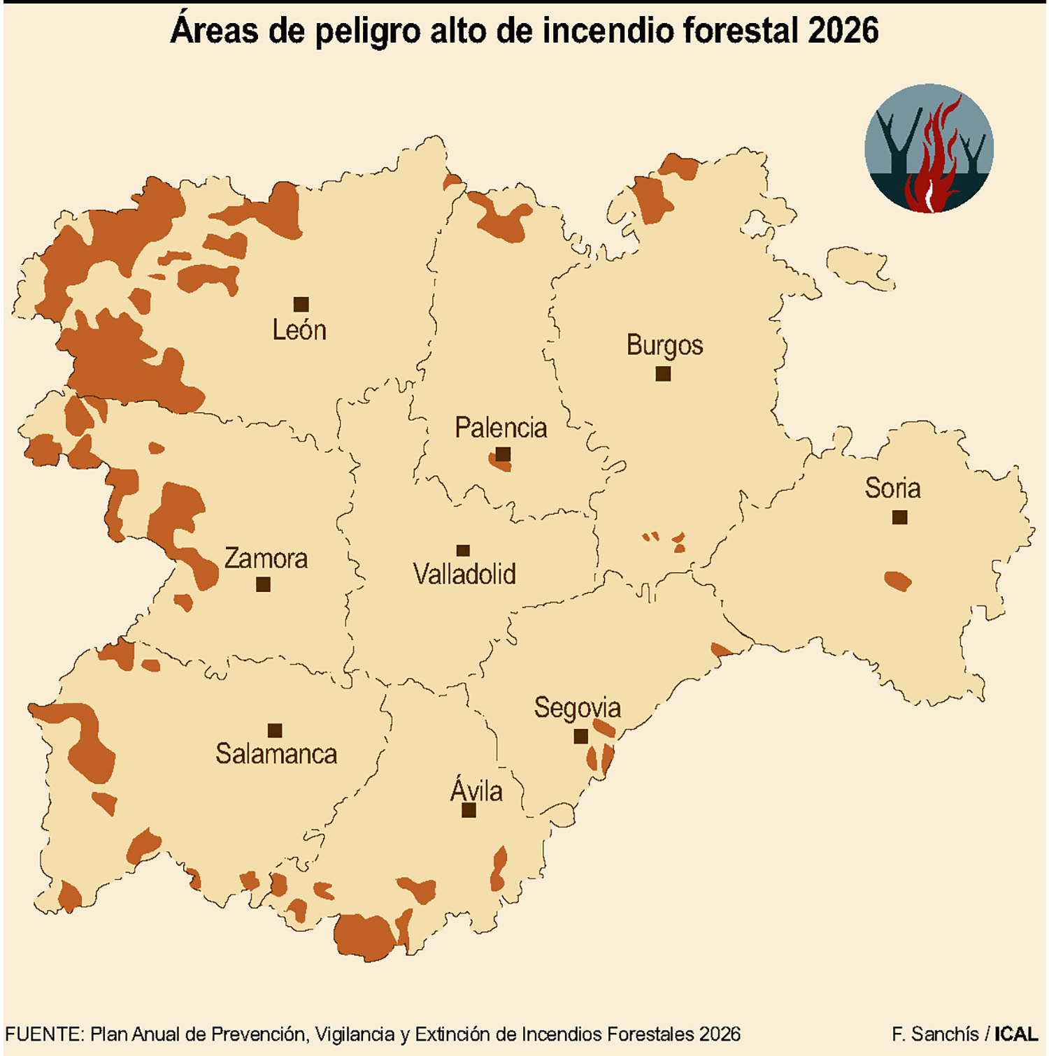 Areas de peligo de incendio forestal