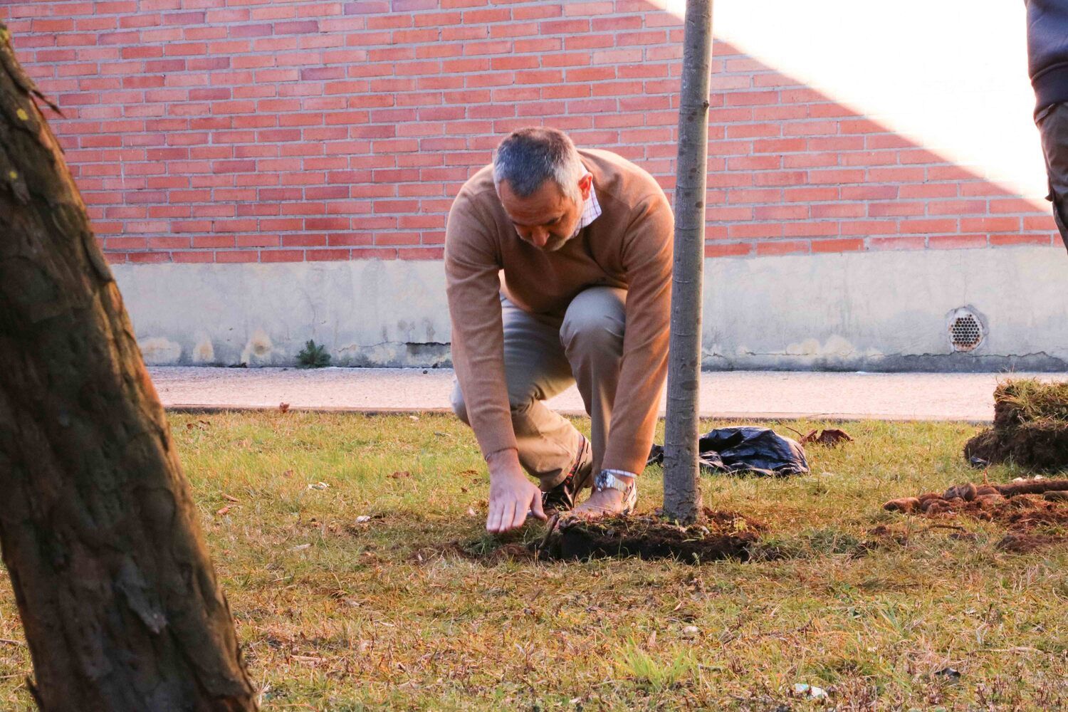 Sergio Boixo plantando un tilo en la ULE Sergio Boixo plantando un tilo en la ULE