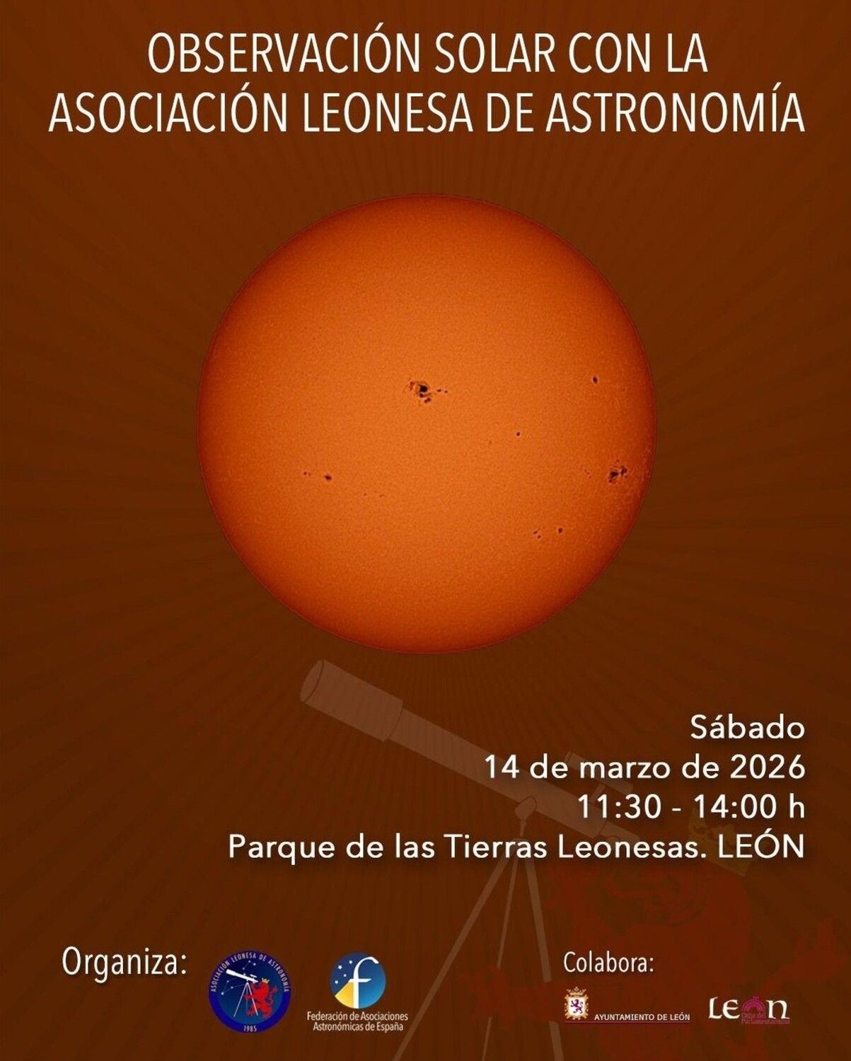 Cartel de la observación de sol el próximo 14 marzo