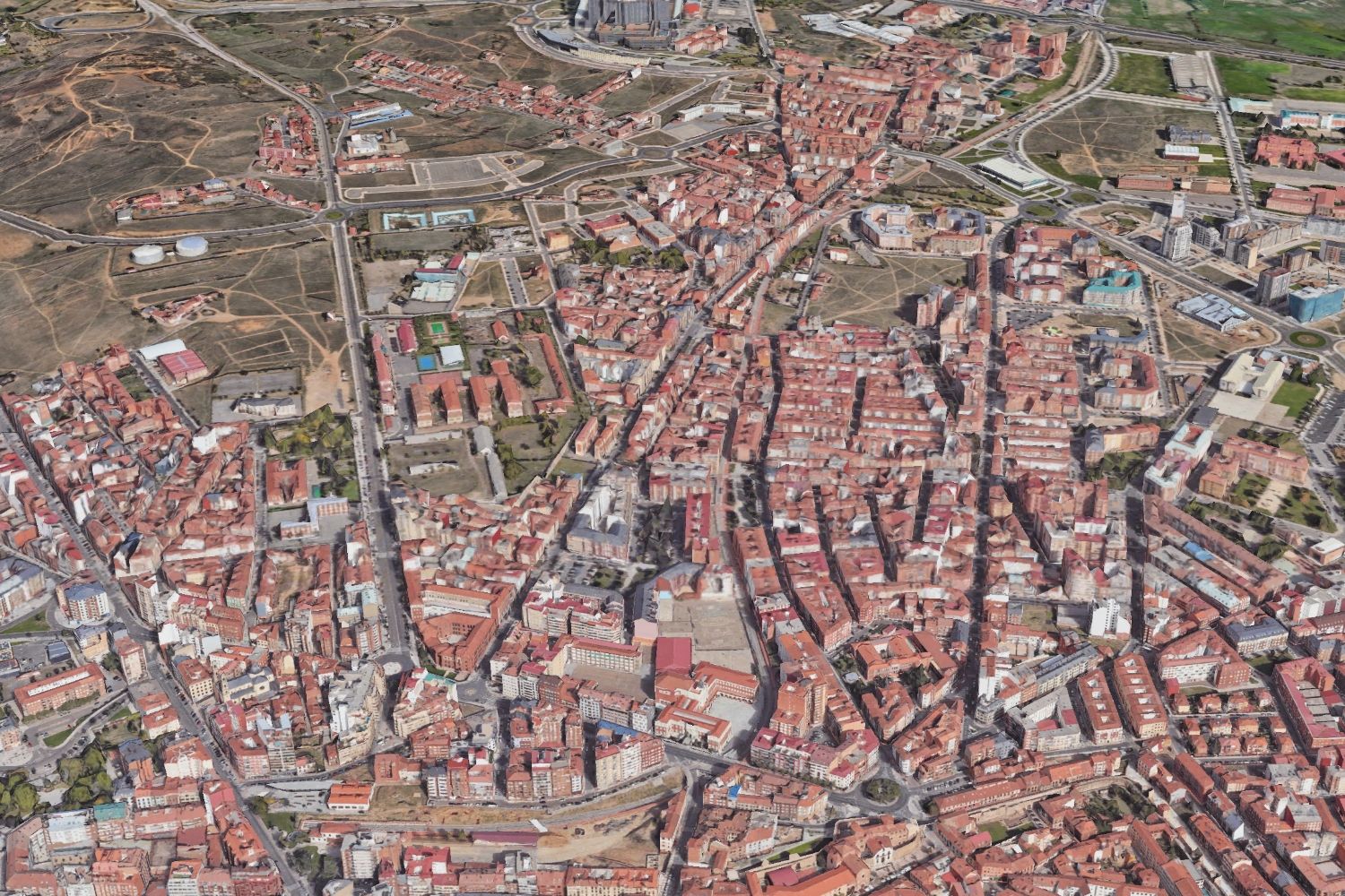 Vista aérea de los barrios de la zona norte de León