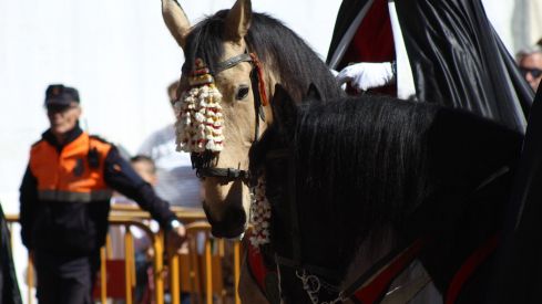 El Pregón a Caballo de las Siete Palabras tiñe de rojo las calles de León en Jueves Santo | José Martín