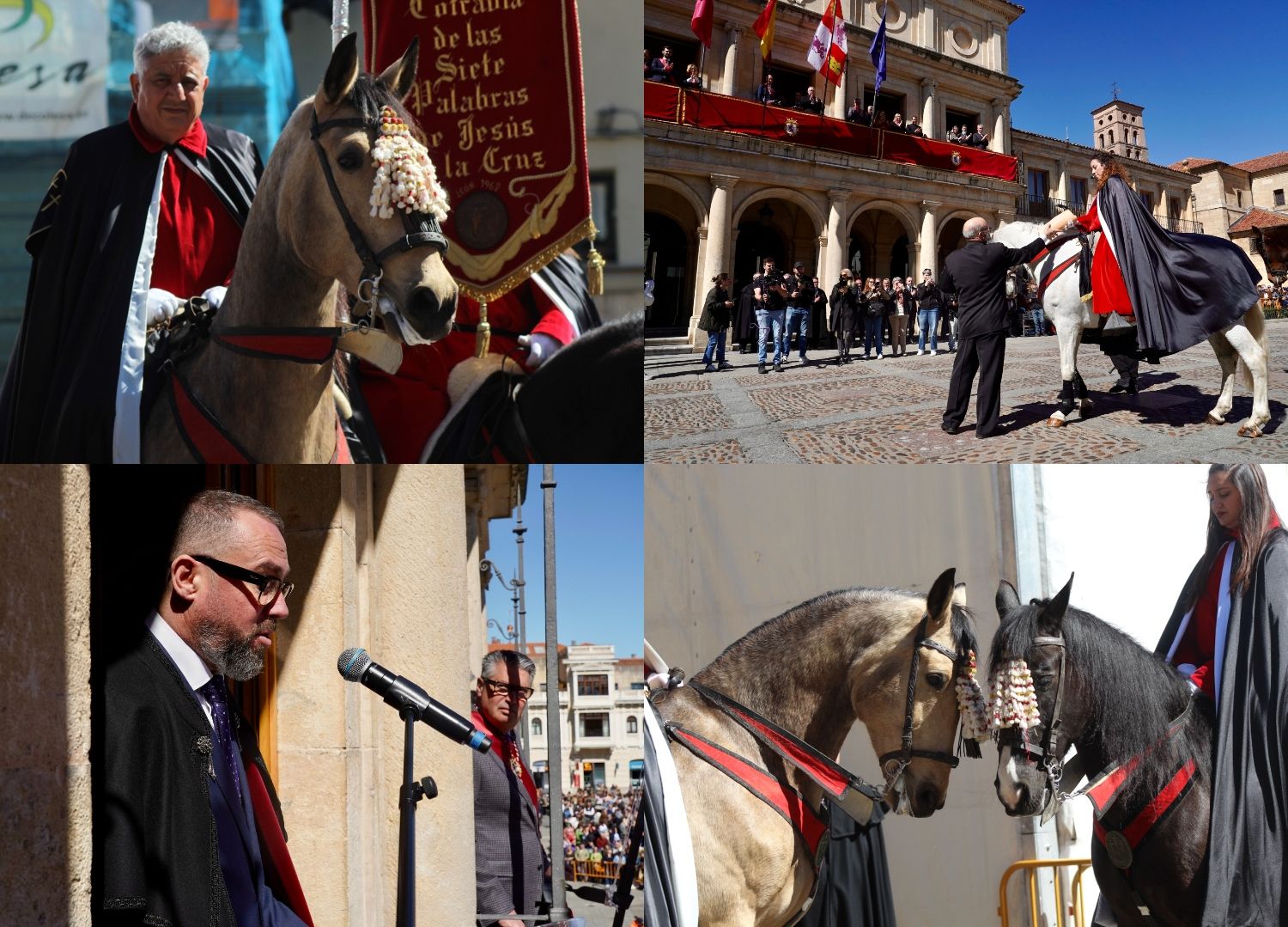 El Pregón a Caballo de las Siete Palabras tiñe de rojo las calles de León en Jueves Santo