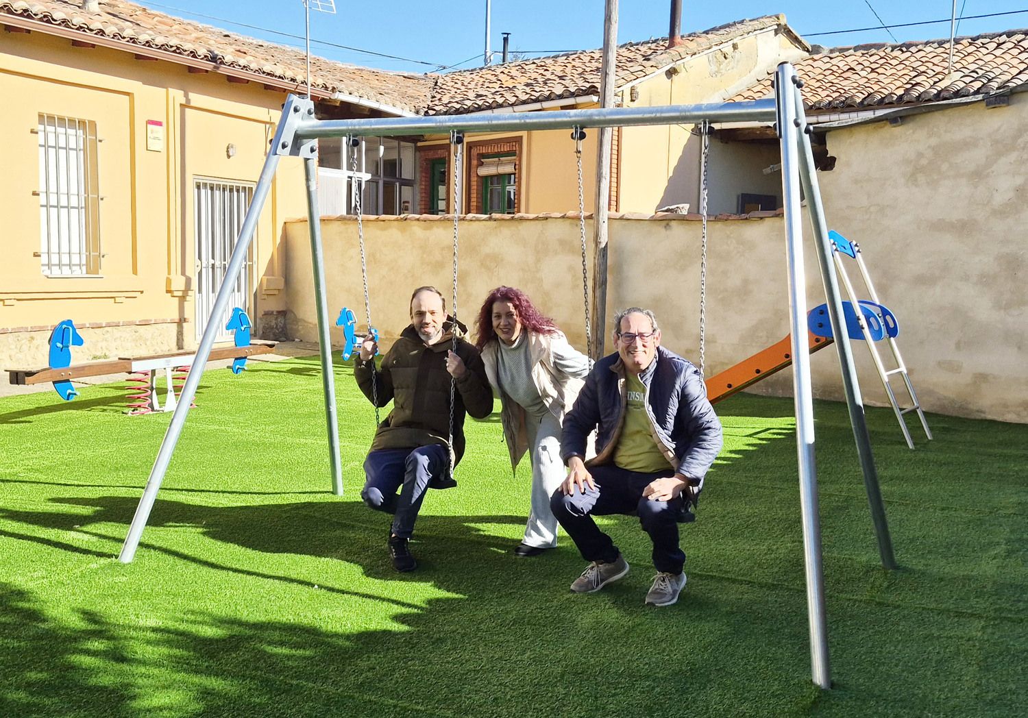(I a D) César Cascallana, Resu Gómez y Jose Alberto Martínez en el nuevo parque (I a D) César Cascallana, Resu Gómez y Jose Alberto Martínez en el nuevo parque