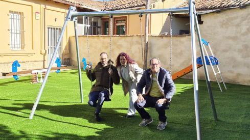 (I a D) César Cascallana, Resu Gómez y Jose Alberto Martínez en el nuevo parque (I a D) César Cascallana, Resu Gómez y Jose Alberto Martínez en el nuevo parque