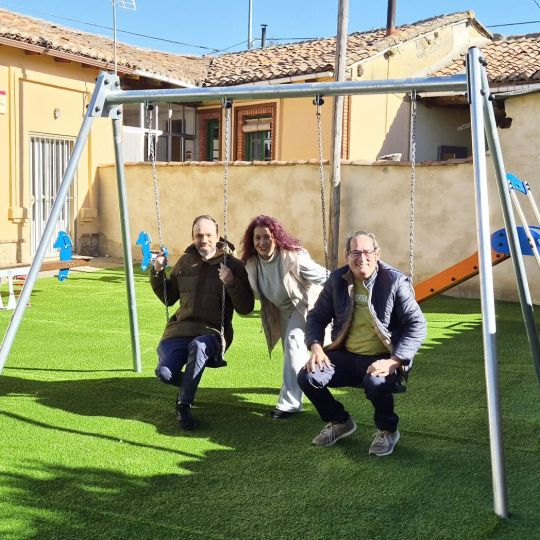 (I a D) César Cascallana, Resu Gómez y Jose Alberto Martínez en el nuevo parque
