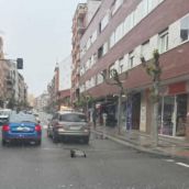 Una grúa vuelve a perder un coche en León en pleno remolque | Ig: Cazurreo