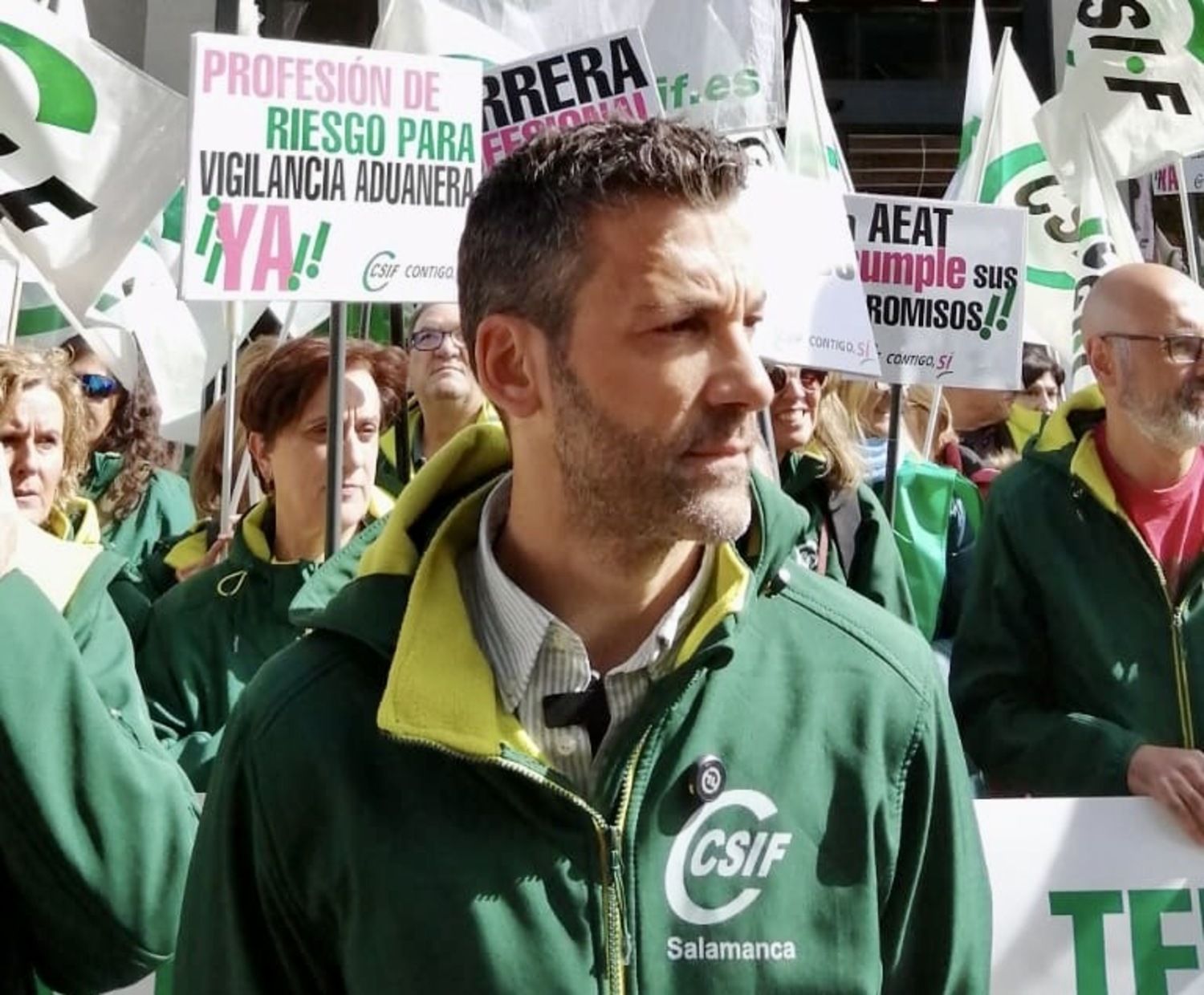 Serafín Herrera, durante la concentración de CSIF contra el bloqueo de la AEAT a la negociación de condiciones laborales | Carlos S. Campillo / ICAL