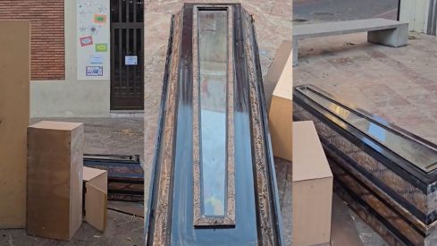 Un susto de muerte: Un ataúd sorprende a vecinos y turistas en pleno casco histórico de León | FB: Javi Mallo