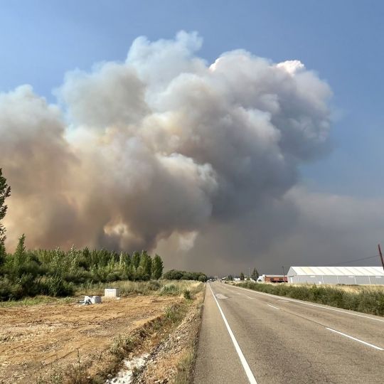 Así trabaja la docena de medios para frenar el incendio de San Cipriano del Condado (León) | Carlos S. Campillo / ICAL