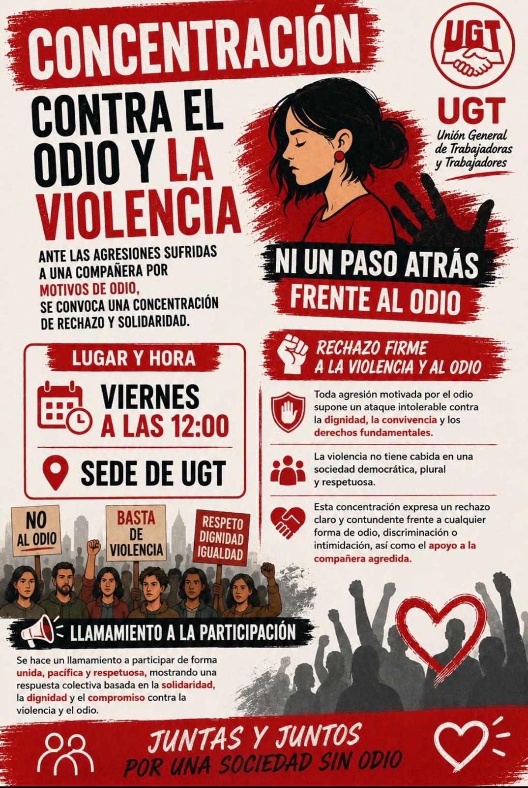 Cartel de la concentración convocada por UGT León