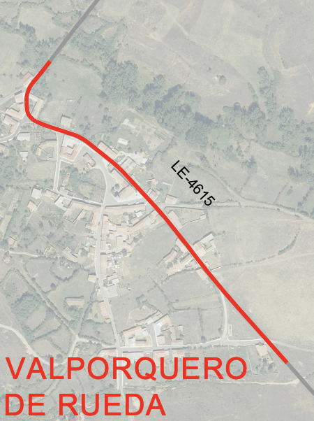 Tramo de la LE-4615 en el que se actuará en Villalmán Tramo de la LE-4615 en el que se actuará en Villalmán