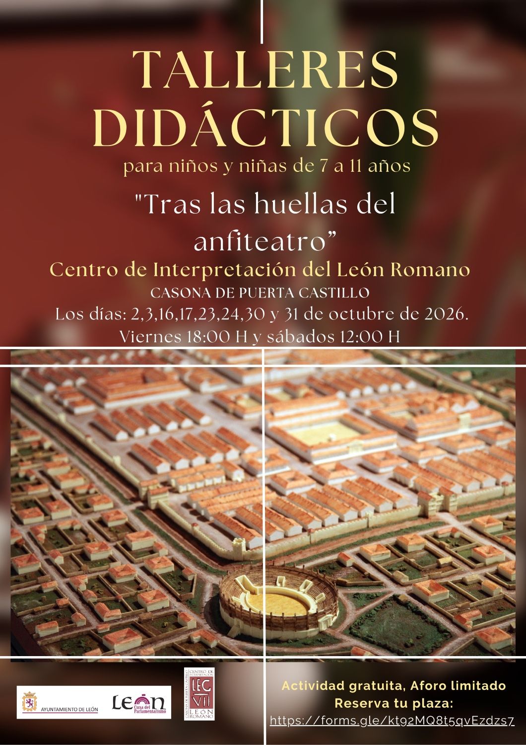 Cartel del taller didáctico sobre anfiteatro romano de León Cartel del taller didáctico sobre anfiteatro romano de León